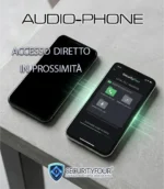 Interfaccia dell'app di controllo SecurityFour utilizzata per l'accesso diretto in prossimità e il download sicuro dei file audio dallo smartphone