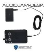 Set completo AUDIOJAM-DESK con unità principale e modulo aggiuntivo collegati, progettato per il disturbo di microfoni analogici e digitali