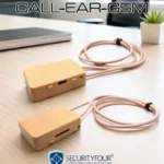 Collana induttiva color carne con modulo GSM integrato e slot per SIM card per comunicazioni discrete.