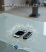 Rappresentazione grafica del campo di disturbo creato da AUDIOJAM-LONG che agisce sui microfoni di smartphone e registratori digitali per impedire registrazioni non autorizzate