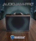 Vista frontale del jammer AUDIOJAM-PRO con evidenziata l'emissione ultrasonica direzionale a 60 gradi per la sicurezza delle comunicazioni