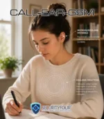 Set completo CALL-EAR-GSM con micro auricolare, collana GSM, microfono preamplificato e cavo di ricarica USB.