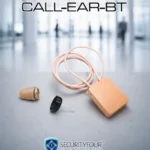 Panoramica del kit CALL-EAR-BT che include il micro auricolare invisibile, la collana induttiva Bluetooth e il microfono integrato per comunicazioni discrete