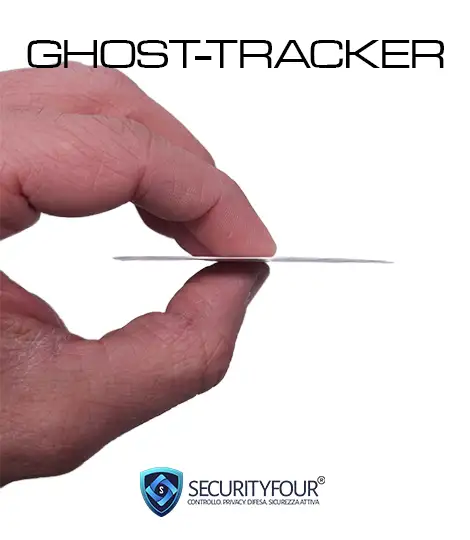 Localizzatore GPS senza SIM Ghost Tracker con spessore inferiore a 1 mm visto di profilo