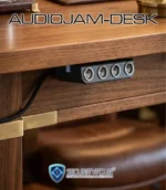 Installazione del modulo ultrasonico secondario AUDIOJAM-DESK sotto il piano del tavolo per disturbare microfoni e registratori dal basso