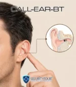 Illustrazione tecnica del corretto posizionamento del micro auricolare CALL-EAR-BT all'interno dell'orecchio per garantire che non sia visibile frontalmente
