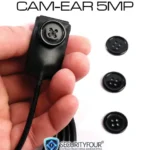 Telecamera a bottone da 5 megapixel per il kit CAM-EAR con lenti a forma di bottone per un occultamento perfetto.