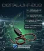 Modulo trasmettitore miniaturizzato con criptaggio AES-128 bit, audio professionale 64kHz e canali di frequenza programmabili