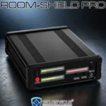 Vista frontale dell'unità centrale ROOM-SHIELD PRO, sistema professionale per il mascheramento audio ambientale e la protezione contro le intercettazioni